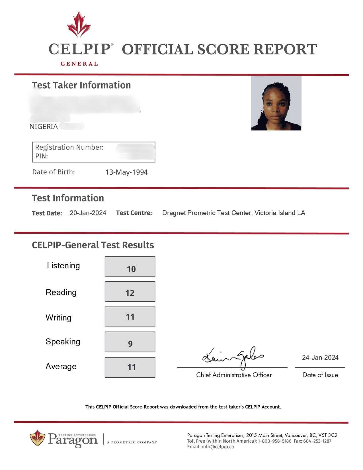 Ielts result