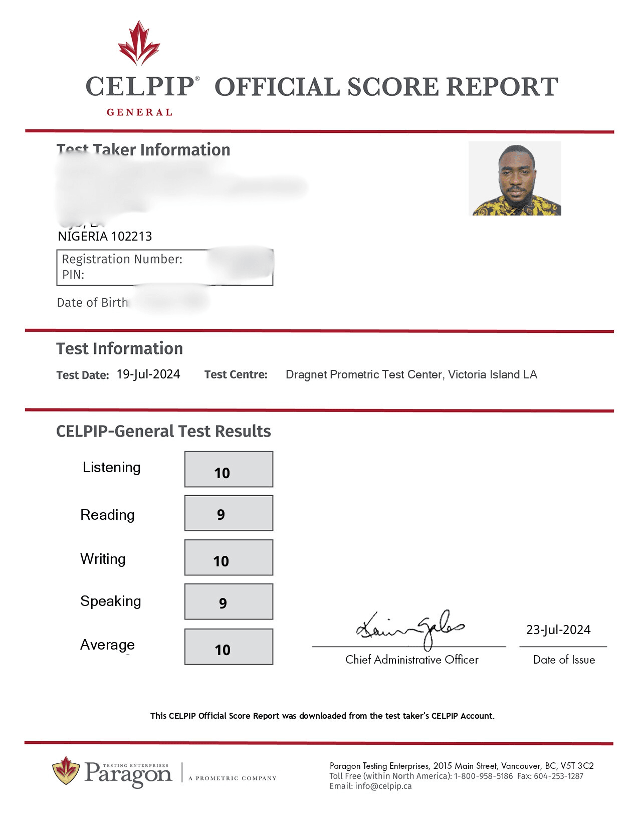 Ielts result